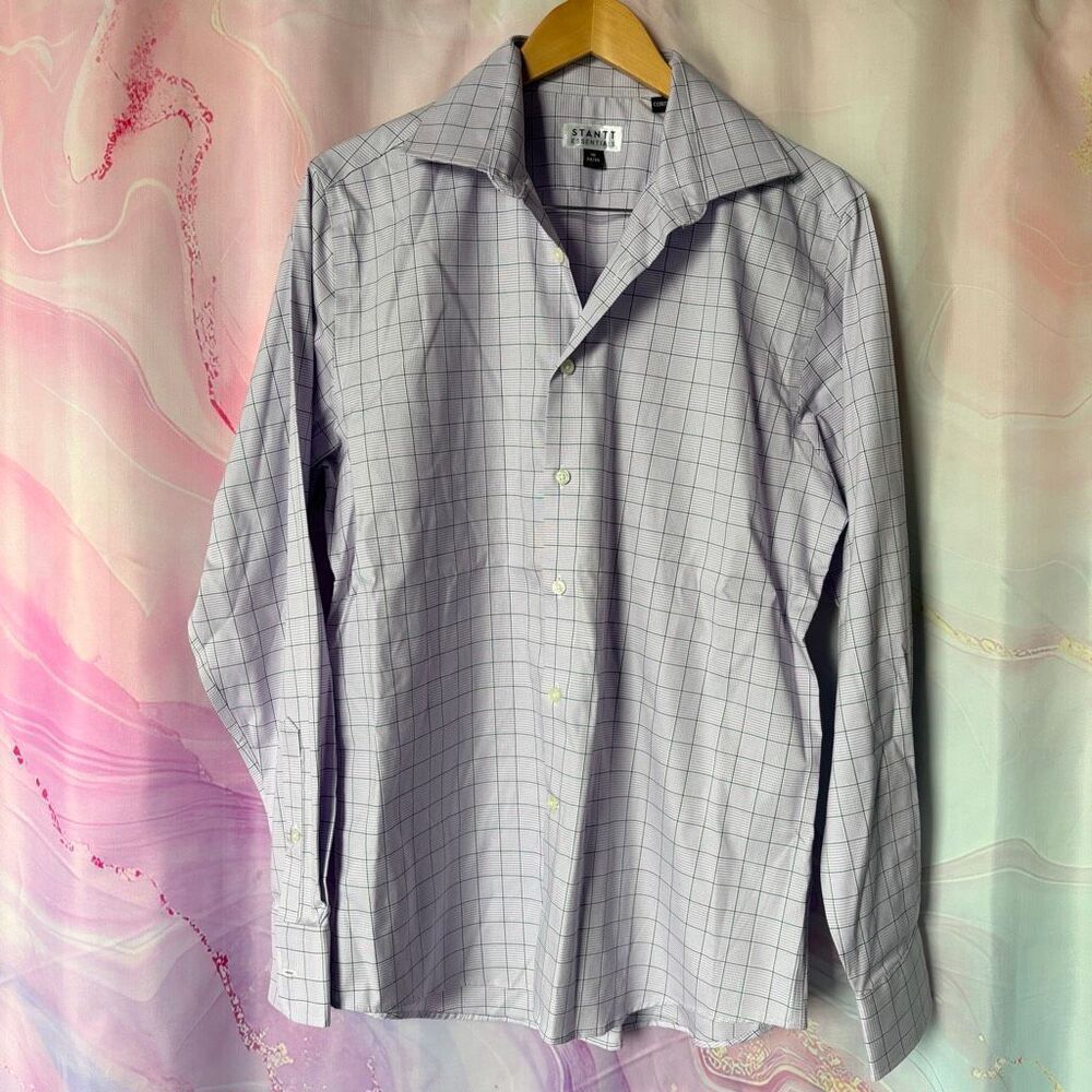 Stantt Essentials 16 34/35 Pastel Purple Button Down Dress Shirt Business Preppy